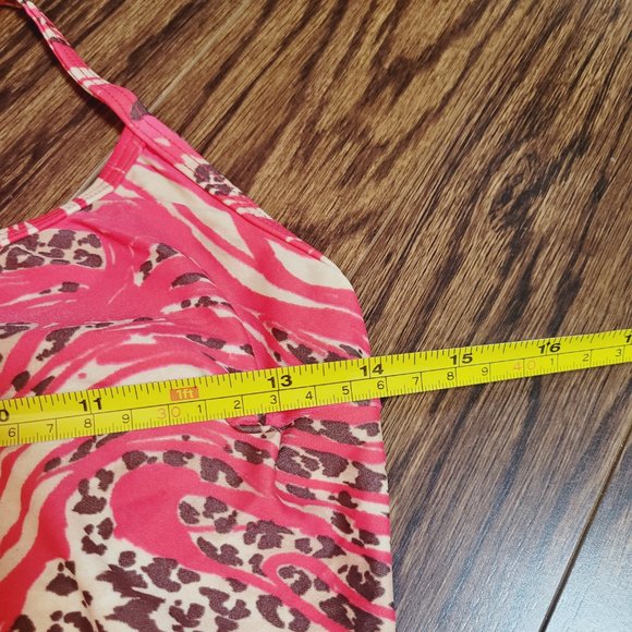 Gottex Blue Vintage Cheetah Print Bikini Tankini 2 Pc Retro Red Brown Animal - Picture 14 of 15